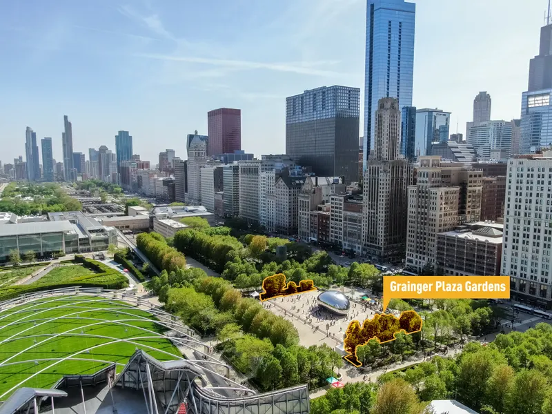 Cloud gate grainger plaza gardens millennium park location site design group