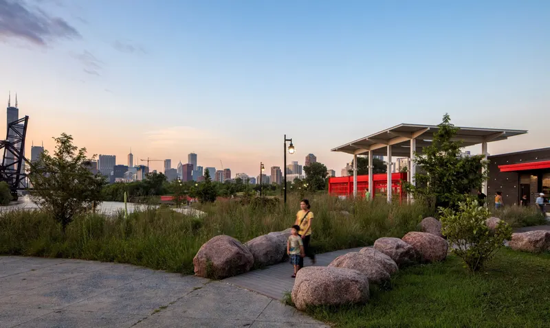 Ping tom memorial park boat house path site design group